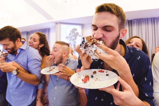 Wedding cake eating